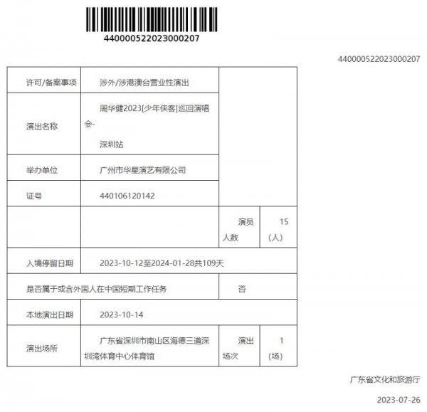 周华健深圳演唱会获准举办