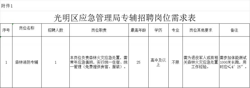 2023年11月深圳市光明区应急管理局招聘专辅1名