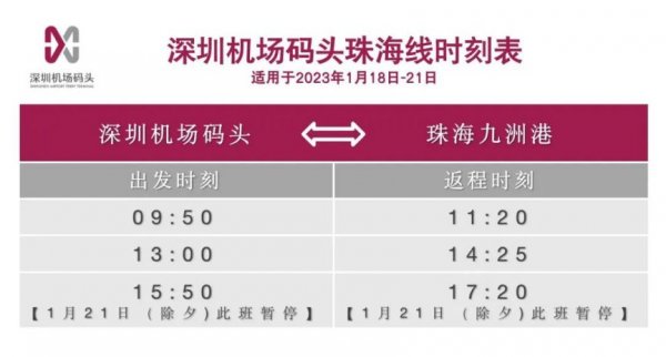 深圳蛇口和机场码头至珠海九洲港2023春节航线班次增加