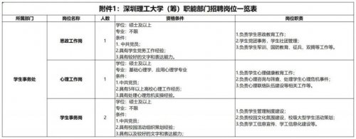 深圳理工大学（筹）职能部门招聘公告