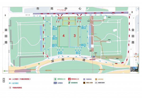 深圳市民中心灯光秀出入口设计及导向图