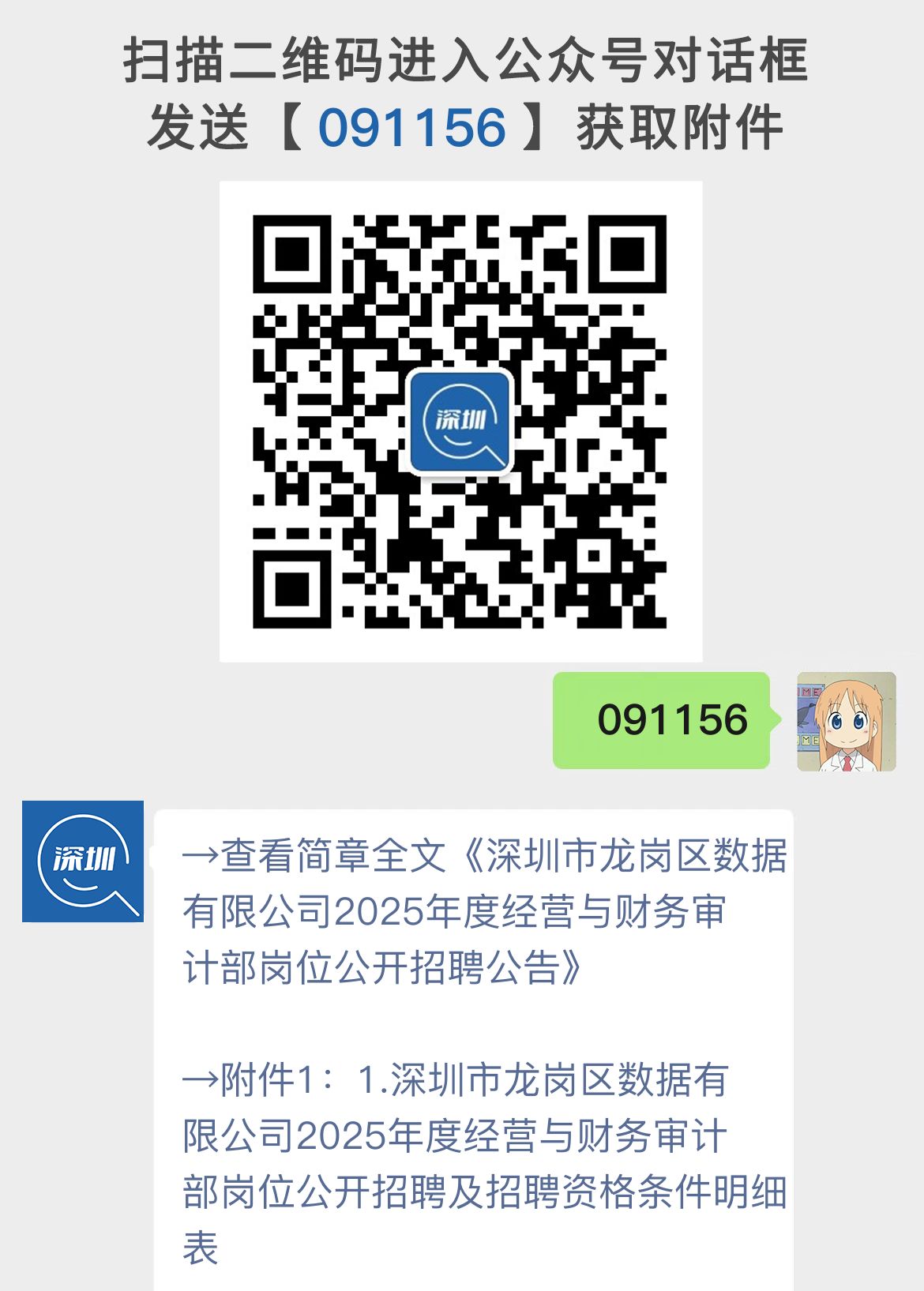 深圳市龙岗区数据有限公司2025年度经营与财务审计部岗位公开招聘公告